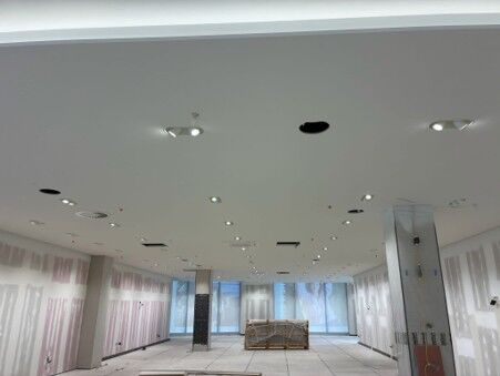 Commercial space with new ceiling lights, ready for decorating